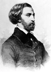 Alfred de Musset (1810-1857) francuski poeta i pisarz, rycina, ok. 1930 r. 1854