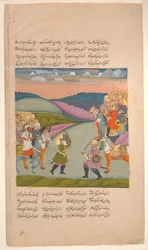 Ali i Omar na polu bitwy, Folio z Hamla-yi Haidari, ca. 1820.
