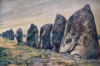 Alinements w pobliżu Carnac, Bretania, Francja, c1920