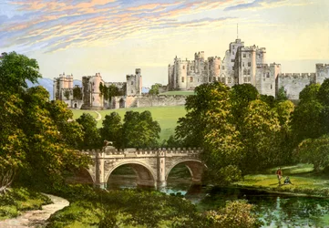 Zamek Alnwick, Northumberland, dom księcia Northumberland, ok. 1880 r.