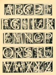 Projekt alfabetu do płytek, 1864, 1881.