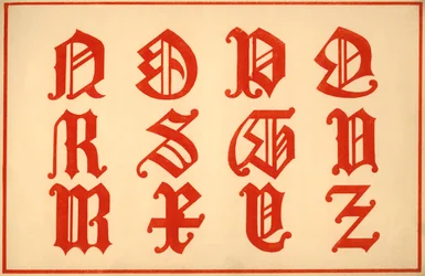 Alfabet, litery N-Z, wielkie litery