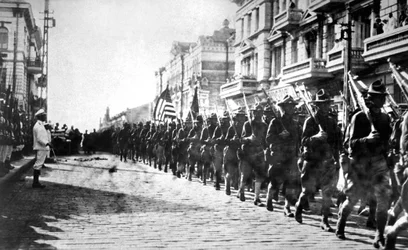 Parad wojsk amerykańskich we Władywostoku, Rosja, 1918 r.
