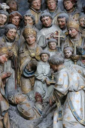 Amiens Tłumaczenie relikwii św. Firmina. Ekshumacja szczątków męczennika. Szczegół historii St. Firmin znajduje się nad leżącym Adrien Henencourt. Katedra w Amiens, Amiens, Francja