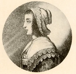 Angielka w czepku i chuście obszytych koronką Vandyke, 1640, 1937.