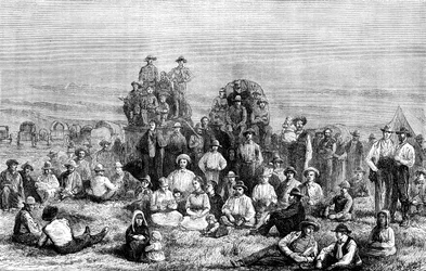 Obozowisko mormonów nawróconych na pustyni, ok. 1846 r., ok. 1880 r