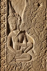 Rzeźba tancerza Apsara w Angkor Wat, Siem Reap, Kambodża
