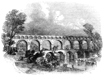 Akwedukt w Nimes w Pont du Gard, Francja, 1886