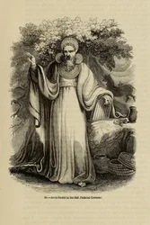 Arcydruid w pełnym kostiumie sędziowskim Z książki Old England: A Pictorial Museum, 1845