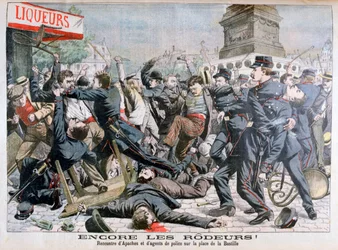 Uzbrojeni przestępcy walczący z policją, Place de la Bastille, Paryż, 1904