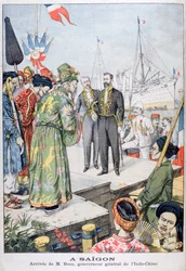 Przybycie do Sajgonu Paula Beau, Generalnego Gubernatora Indochin, 1902