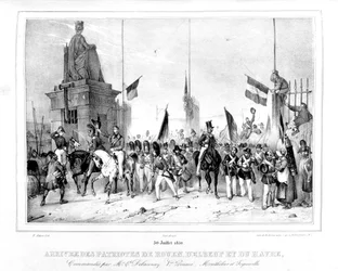 Przybycie patriotów z Rouen, Elbeut i Le Havre, Paryż, 30 lipca 1830 r.