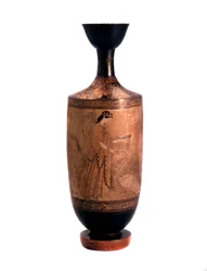 Artemida z łabędziem. Lekythos, biało-mielony, c490 pne