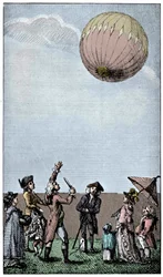 Wniebowstąpienie balonu Montgolfier, koniec XVIII wieku, 1910.