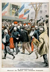 W Marsylii, Powrót rannych żołnierzy francuskich z Chin, 1901