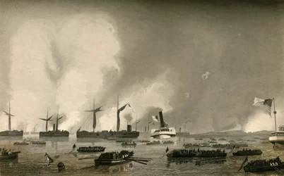 Atak na wyspę Roanoke - lądowanie wojsk, 1878.
