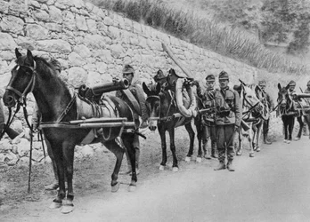 Żołnierze austriaccy, wojna austriacko-włoska, bitwa pod Isonzo, I wojna światowa, 1915