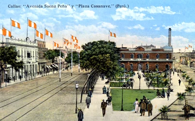 Avenida Saenz Pena i Plaza Casanave, Callao, Peru, ok. 1900