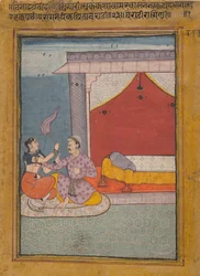 Bairadi Ragini: Folio z girlandy trybów muzycznych z serii Ragamala, ca. 1605-6.