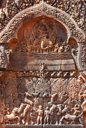 Świątynia Banteay Srei w Angkorze w Kambodży. Misternie rzeźbione. Siem Reap Kambodża
