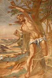 Santa Caterina, Galatina, Apulia Fresco w krużganku Malowany przez BrJózefa z Graviny w 1696 r., Galatina, Włochy