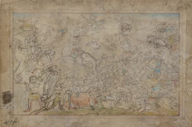 Scena bitwy z Devi Mahatmya, koniec XVIII wieku.
