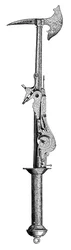 Topór bojowy i pistolet, XVI wiek, 1870