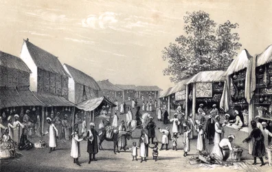 Bazar w Kabulu, sezon owocowy, 1847