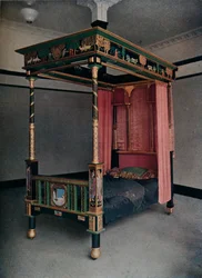 Łóżko udekorowane przez Jessie Bayes, c1913
