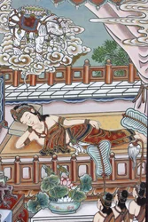 Przed narodzinami Siddartha Gautamy jego matce śnił się biały słoń, który podarował jej kwiat lotosu, Seul, Coree du Sud
