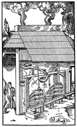 Miech dostarczający ciąg do pieca hutniczego, 1556