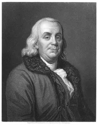 Benjamin Franklin, XVIII-wieczny amerykański naukowiec, wynalazca i mąż stanu, 1835