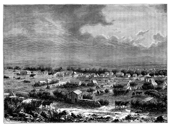 Berkly lub Klipdrift, miasto w Griqualand West, RPA, ok. 1890 r.