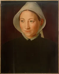 Portret kobiety z białym kapturem