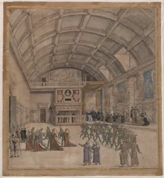 Pałac Binche podczas uroczystości w sierpniu 1549, 1549.