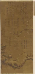 Ptaki i śliwy na śniegu, dynastia Ming, 1368-1644.