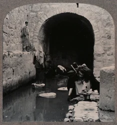 Niewidomi myjący oczy w sadzawce Siloam, ok. 1900