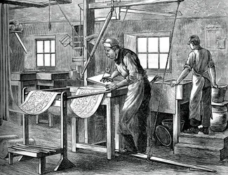 Drukarki blokowe w pracy, c1880