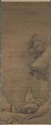 Bodhidharma medytuje twarzą do klifu, koniec XIII wieku.