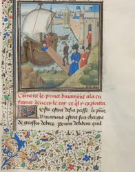 Bohemond I z Antiochii wrócił do Apulii. Miniatura z Historii Williama Tyru, lata 60. XIV wieku