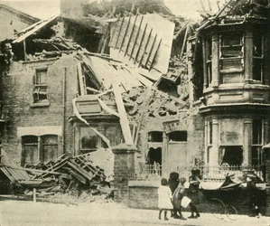 Domy zniszczone bombami, Hartlepool, I wojna światowa, grudzień 1914, ok.1920.