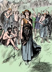Boudicca Boadicea brytyjska królowa Icenów z I wieku, zbierająca swe wojska, ok. 1900 r