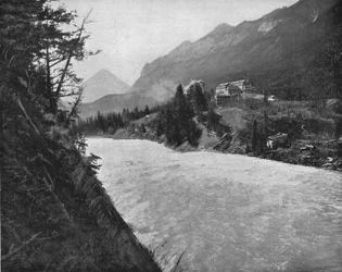 Bow River Rapids, Banff, Terytoria Północno-Zachodnie, Kanada, c1900.
