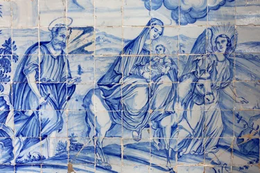 Brazylia, Bahia, Salvador: Azulejo w kościele Bonfim: lot do Egiptu