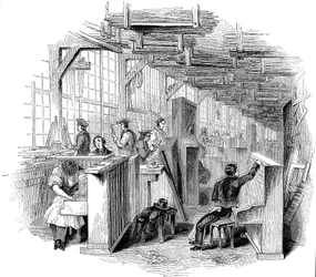 Fabryka fortepianów Broadwoods, Horseferry Road, Westminster, Londyn, 1842