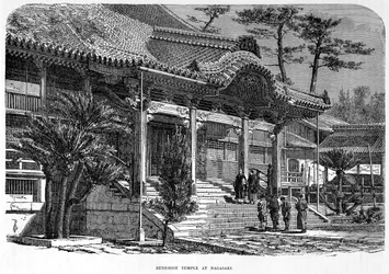 Świątynia buddyjska w Nagasaki, Japonia, ok. 1880 r.