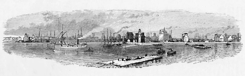 Port Buffalo, z falochronu, 1883
