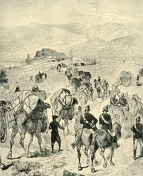 Obóz generała Robertsa w Thal nad rzeką Kuram, 1901.