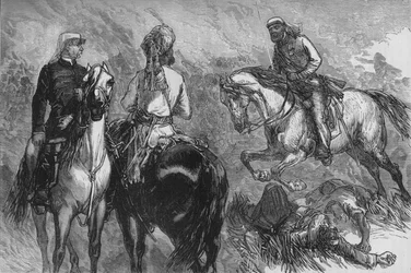 Kapitan Hope Johnstone przynosi wieści o zdobyciu, ok. 1880 r.