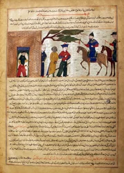 Schwytany Indian Raja przywieziony do sułtana Mahmuda z Ghazni, Folio z Majmy..., ca. 1425.